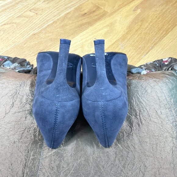 Tod’s Heels Pumps Suede Gray Mid Heel with Patent Leather Accent (37) - Picture 6 of 8